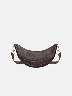 Mini Hobo Corn Leather Vegan Shoulder Bag | Croco Chocolate
