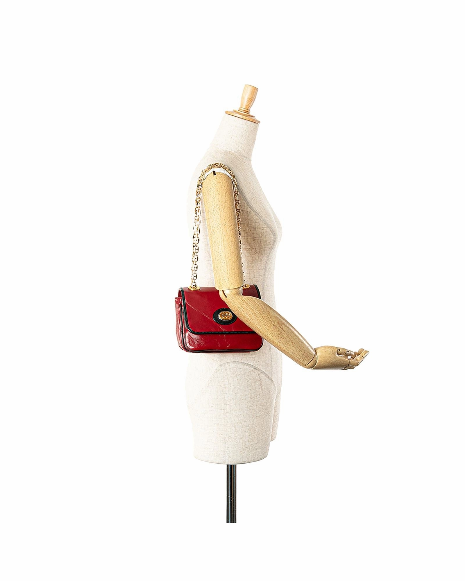 Mini Leather Shoulder Bag with Gold-Tone Chain Strap
