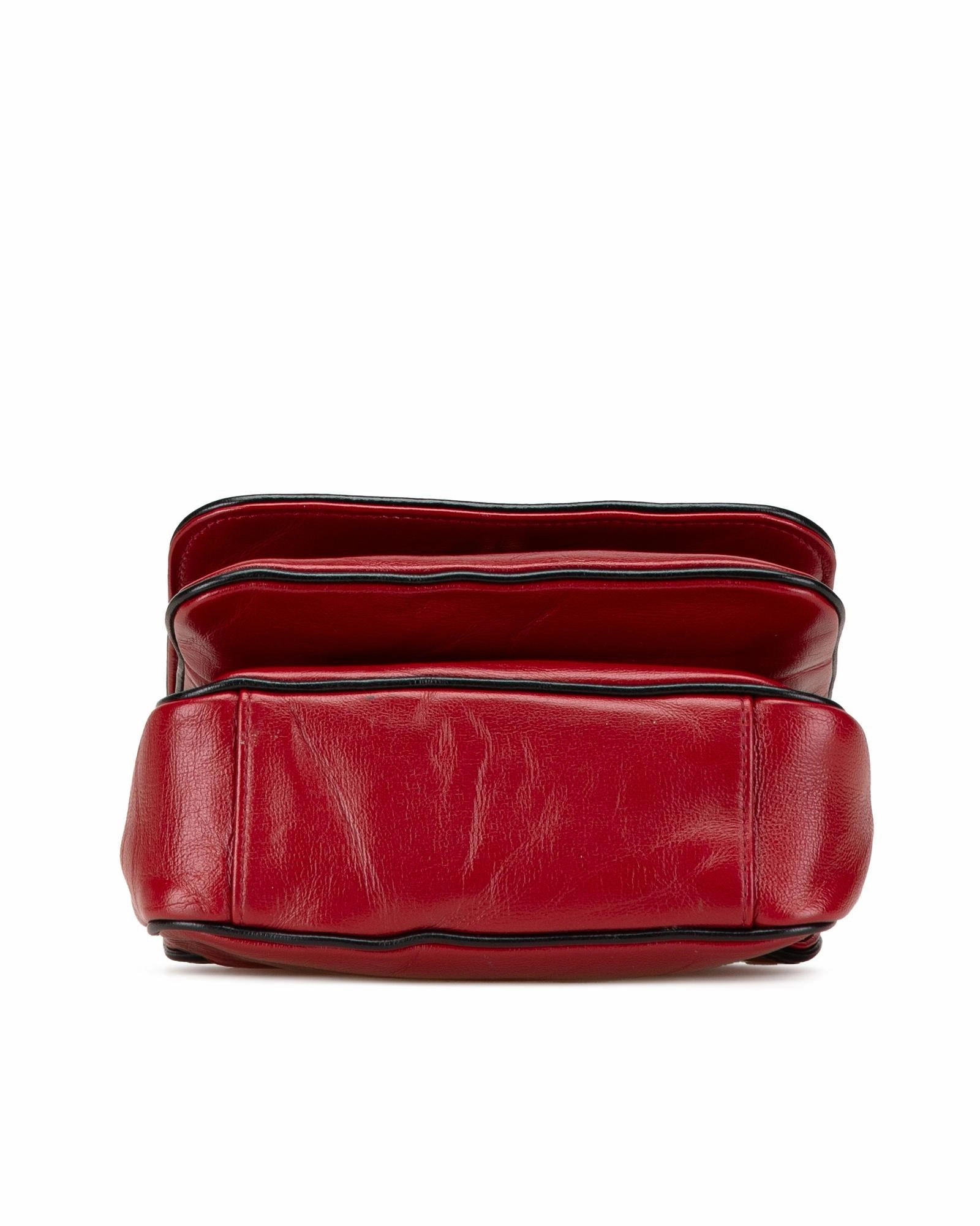 Mini Leather Shoulder Bag with Gold-Tone Chain Strap