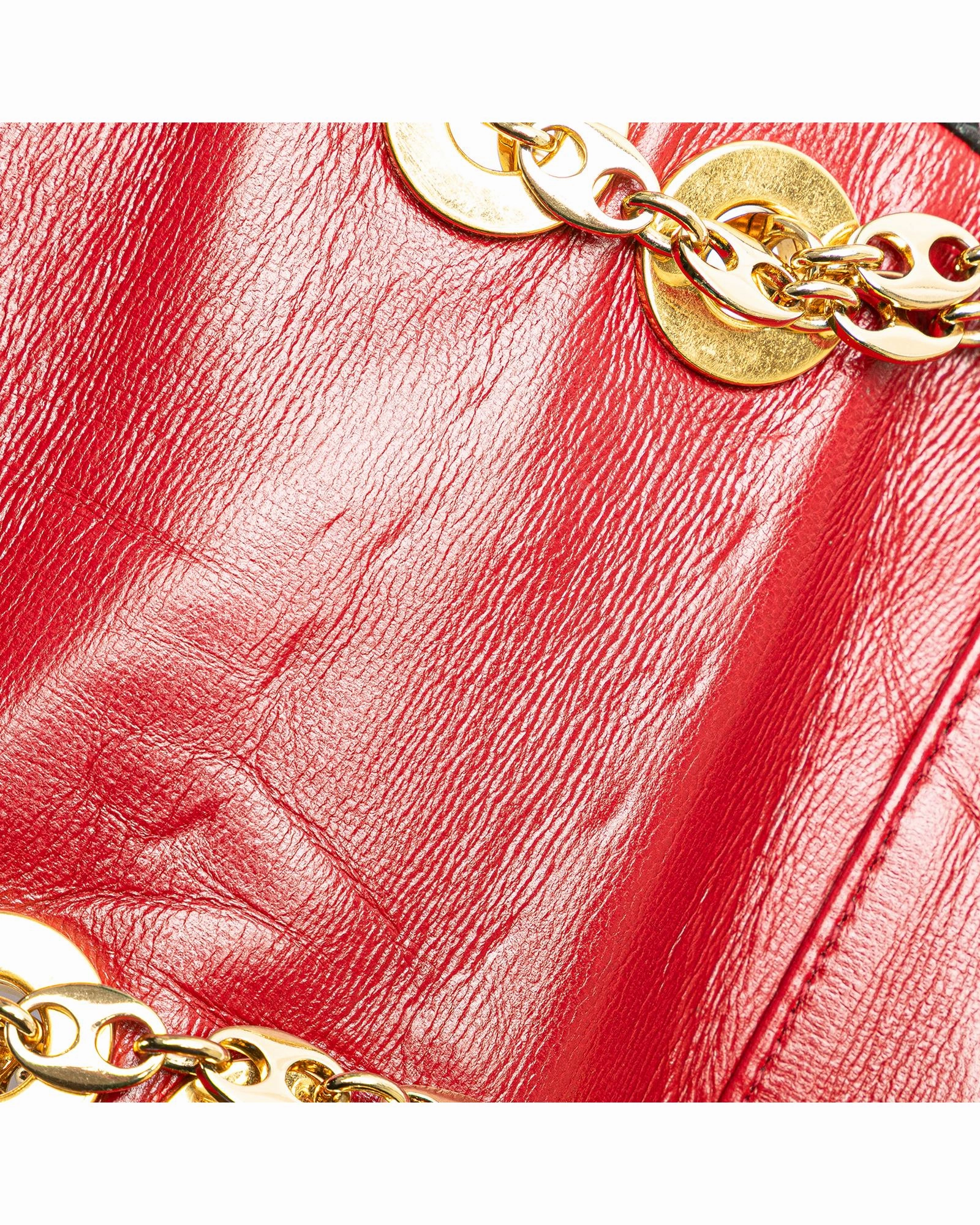 Mini Leather Shoulder Bag with Gold-Tone Chain Strap