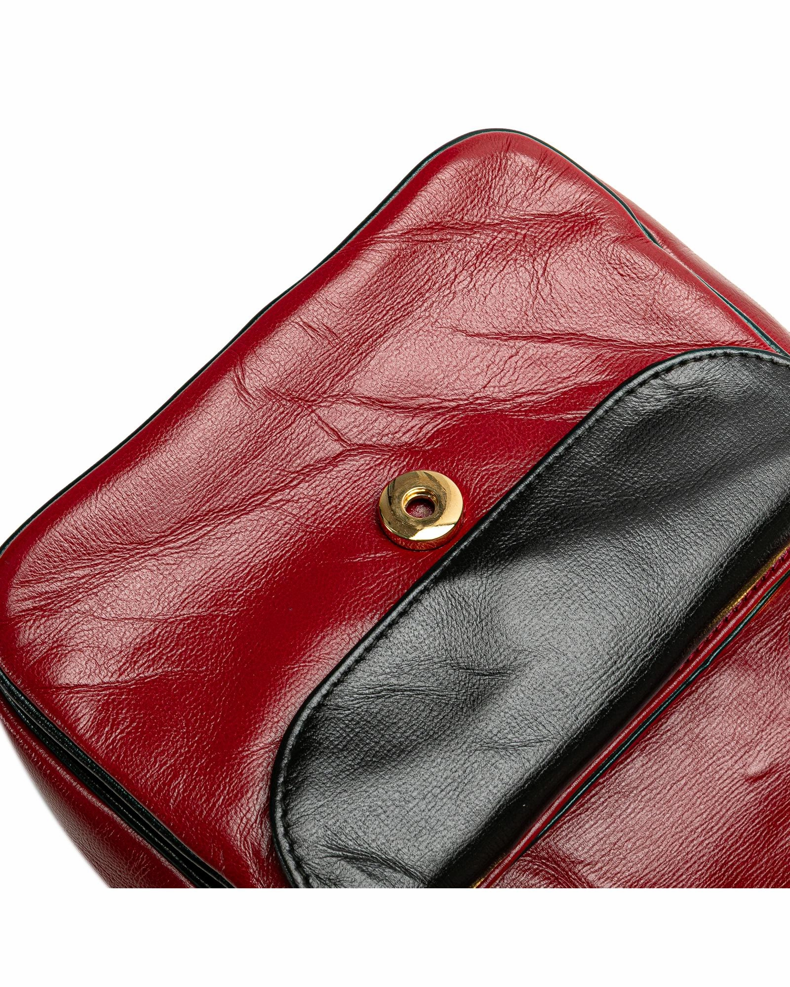 Mini Leather Shoulder Bag with Gold-Tone Chain Strap