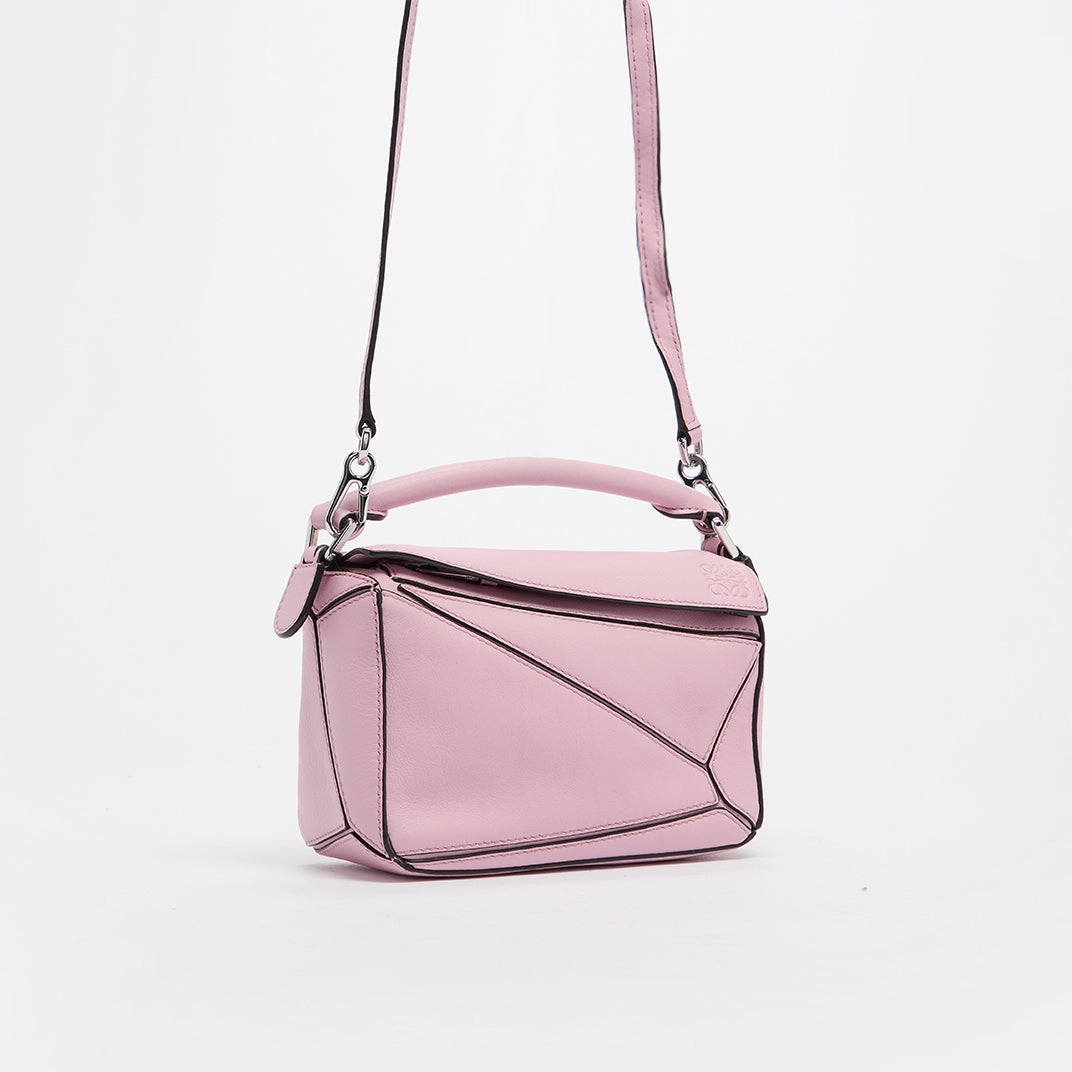 Mini Puzzle Shoulder Bag in Baby Pink Leather