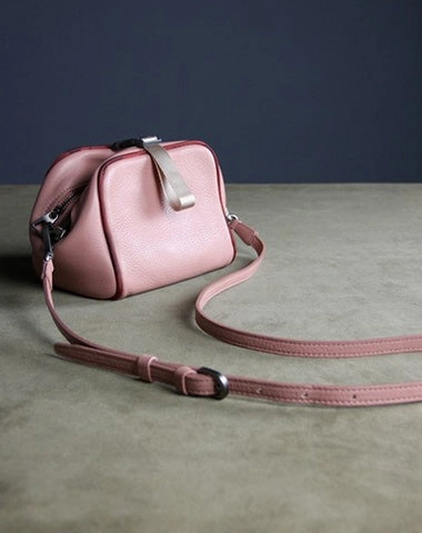 Mini Womens Khaki Leather Shoulder Purse Cube Double Zip Leather Crossbody Purse for Ladies