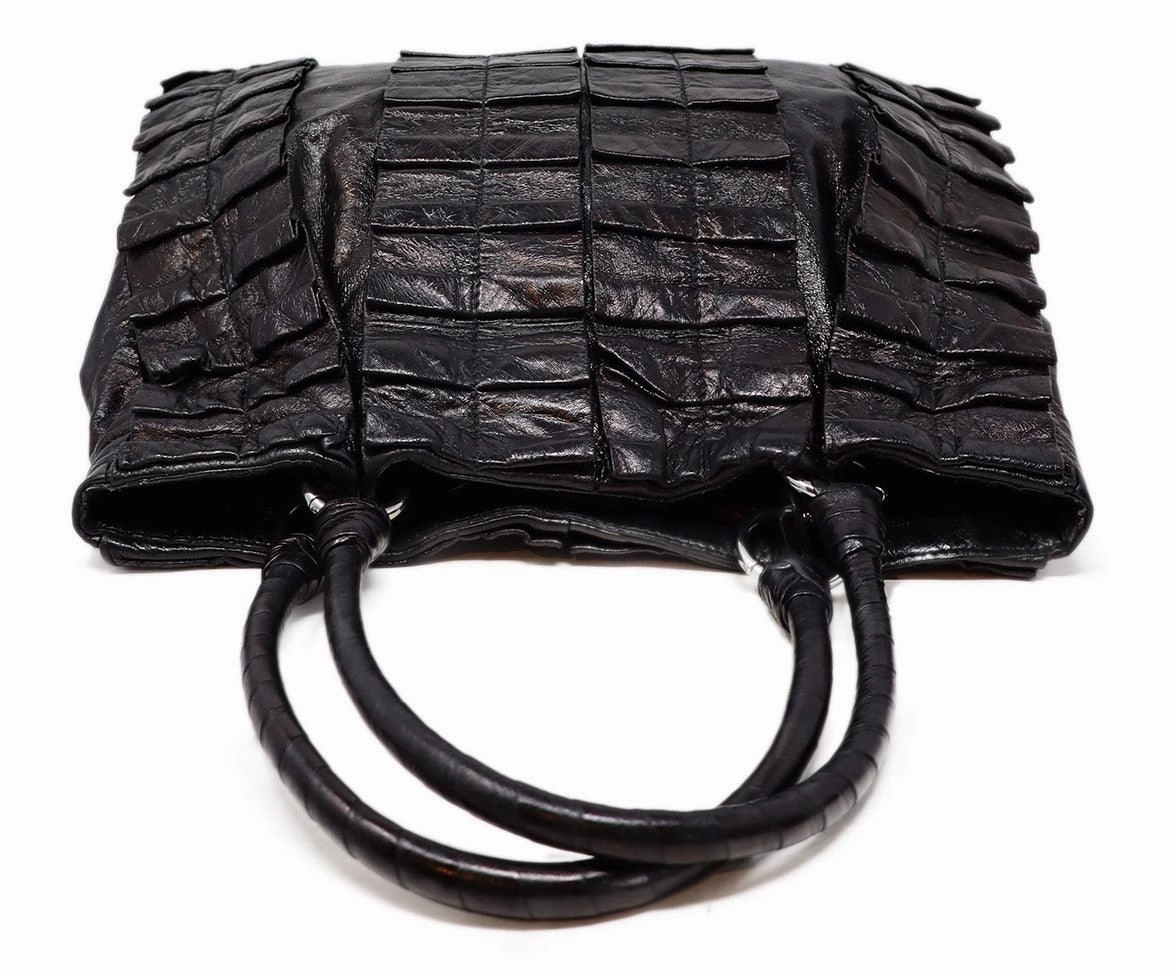 Miu Miu Black Gathered Leather Tote