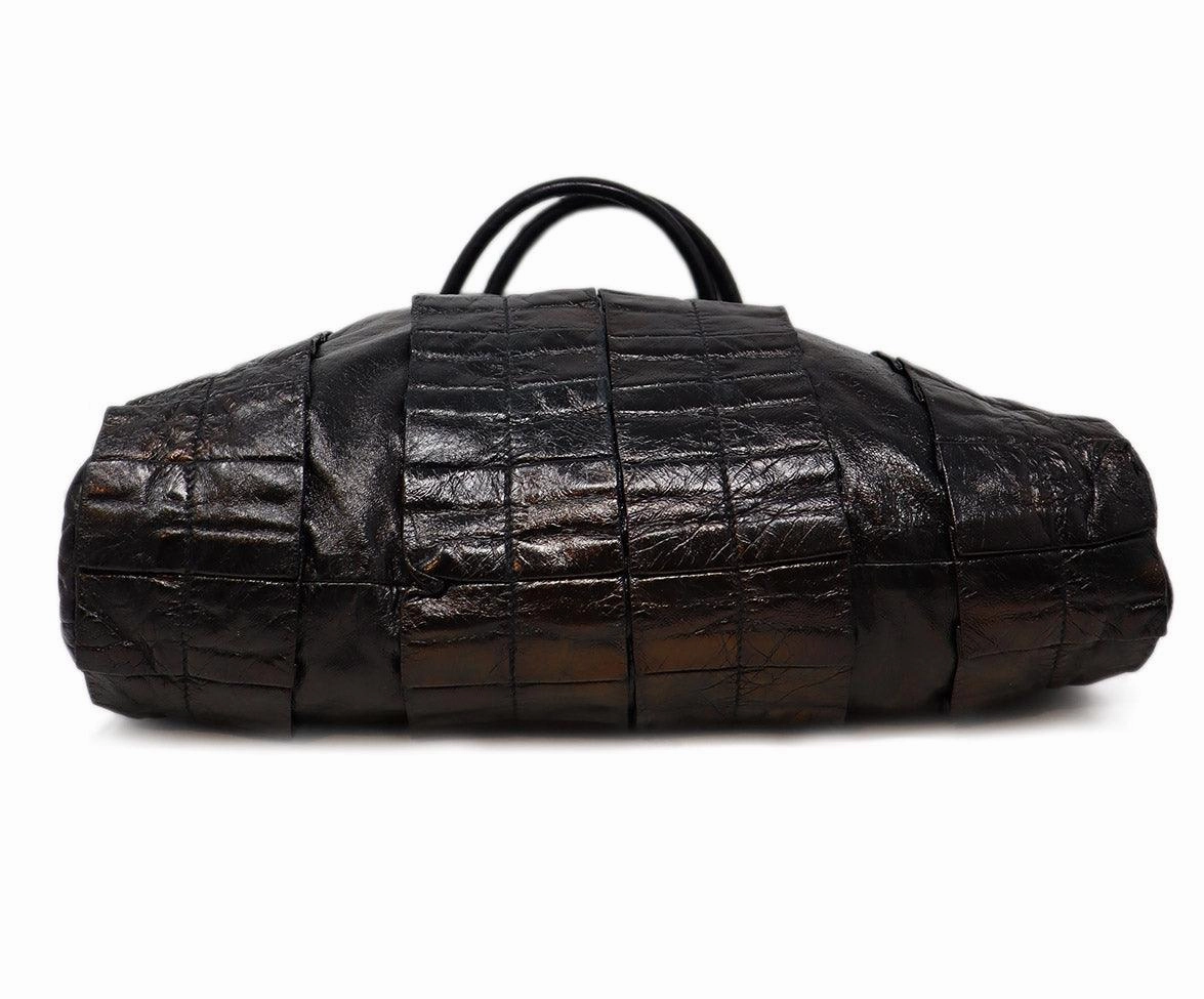 Miu Miu Black Gathered Leather Tote