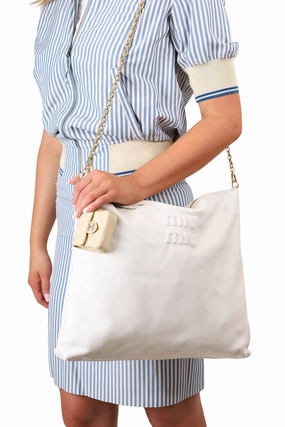 Miu Miu White Leather Softy Shoulder Bag