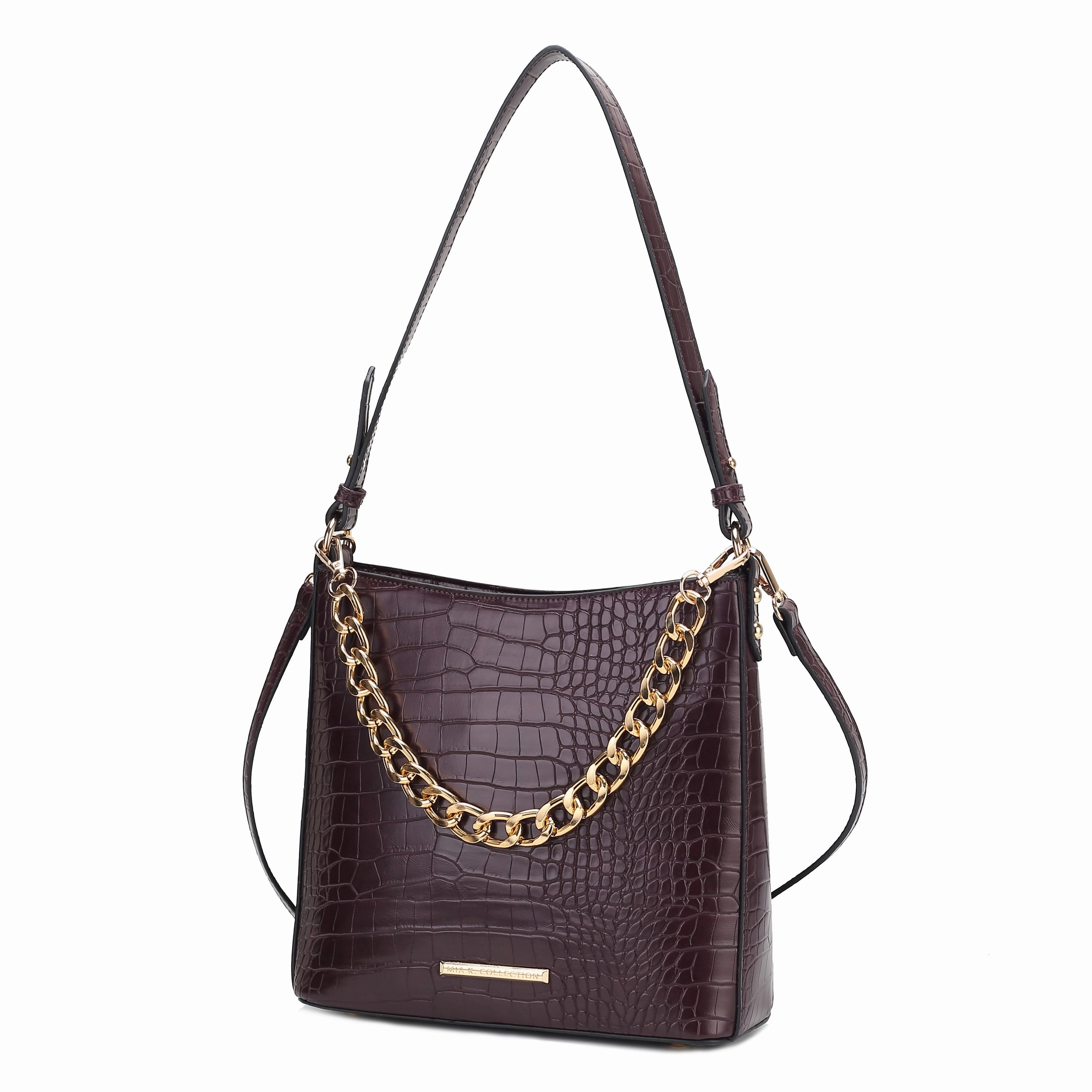 MKF Collection Bizzy Faux Crocodile-Embossed Vegan Leather Women's Shoulder Bag By Mia K.