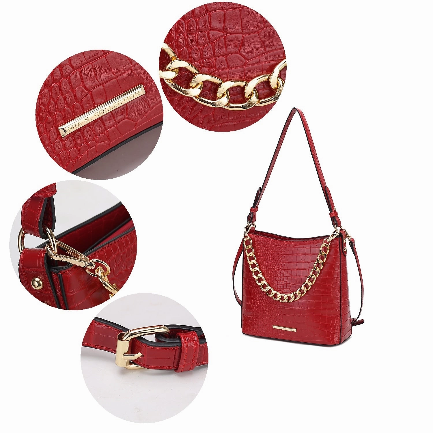 MKF Collection Bizzy Faux Crocodile-Embossed Vegan Leather Women's Shoulder Bag By Mia K.