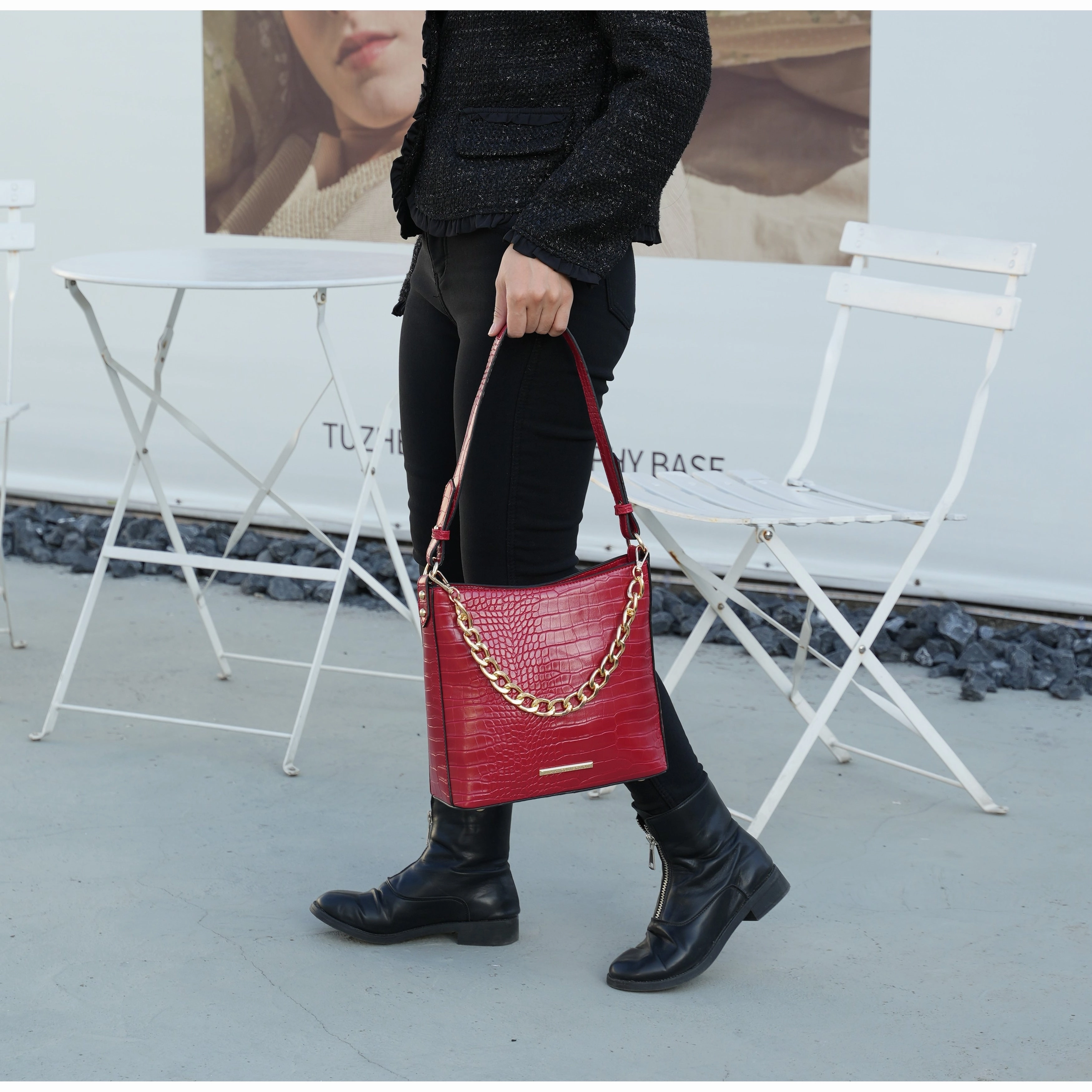 MKF Collection Bizzy Faux Crocodile-Embossed Vegan Leather Women's Shoulder Bag By Mia K.