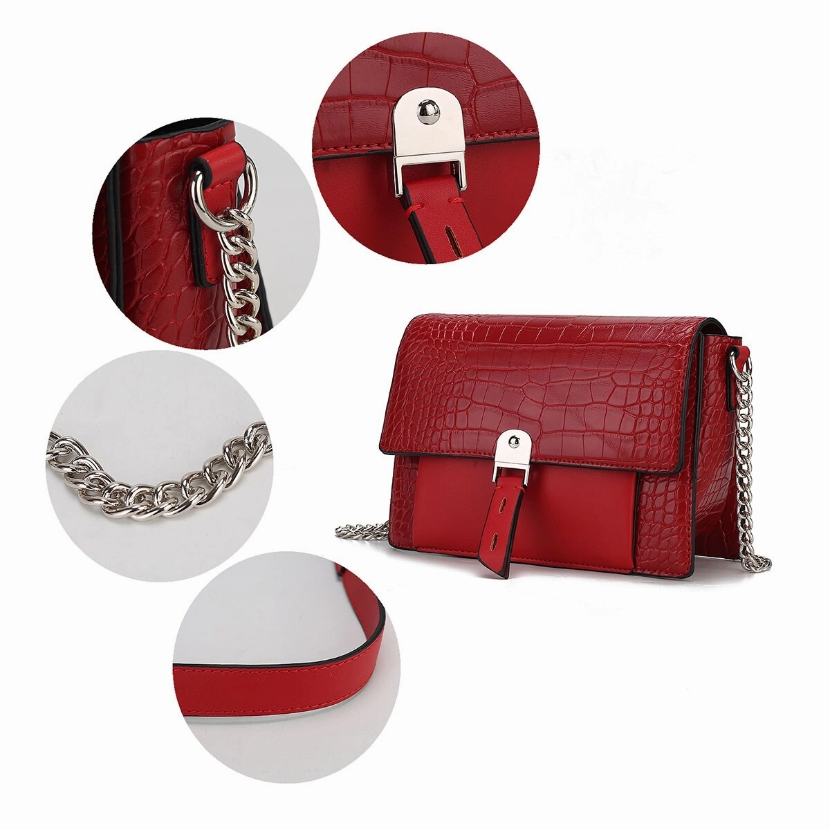 MKF Collection Hope Faux Crocodile Embossed Vegan Leather Women's Shoulder Bag by Mia K.
