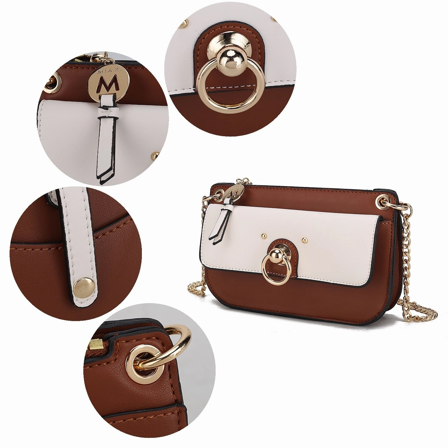 MKF Collection Jill Vegan Leather Women's Color Block Crossbody Bag by Mia K.