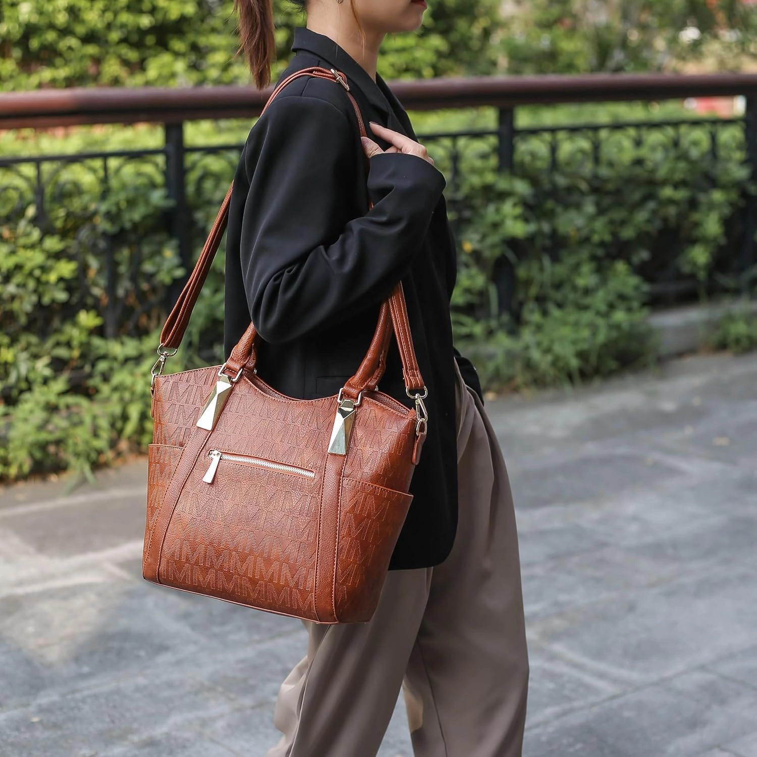 MKF Collection Tote Satchel Handbag for Women: PU Leather Shoulder Bag C Top-Handle Purse, Ladies Pocketbook By Mia K