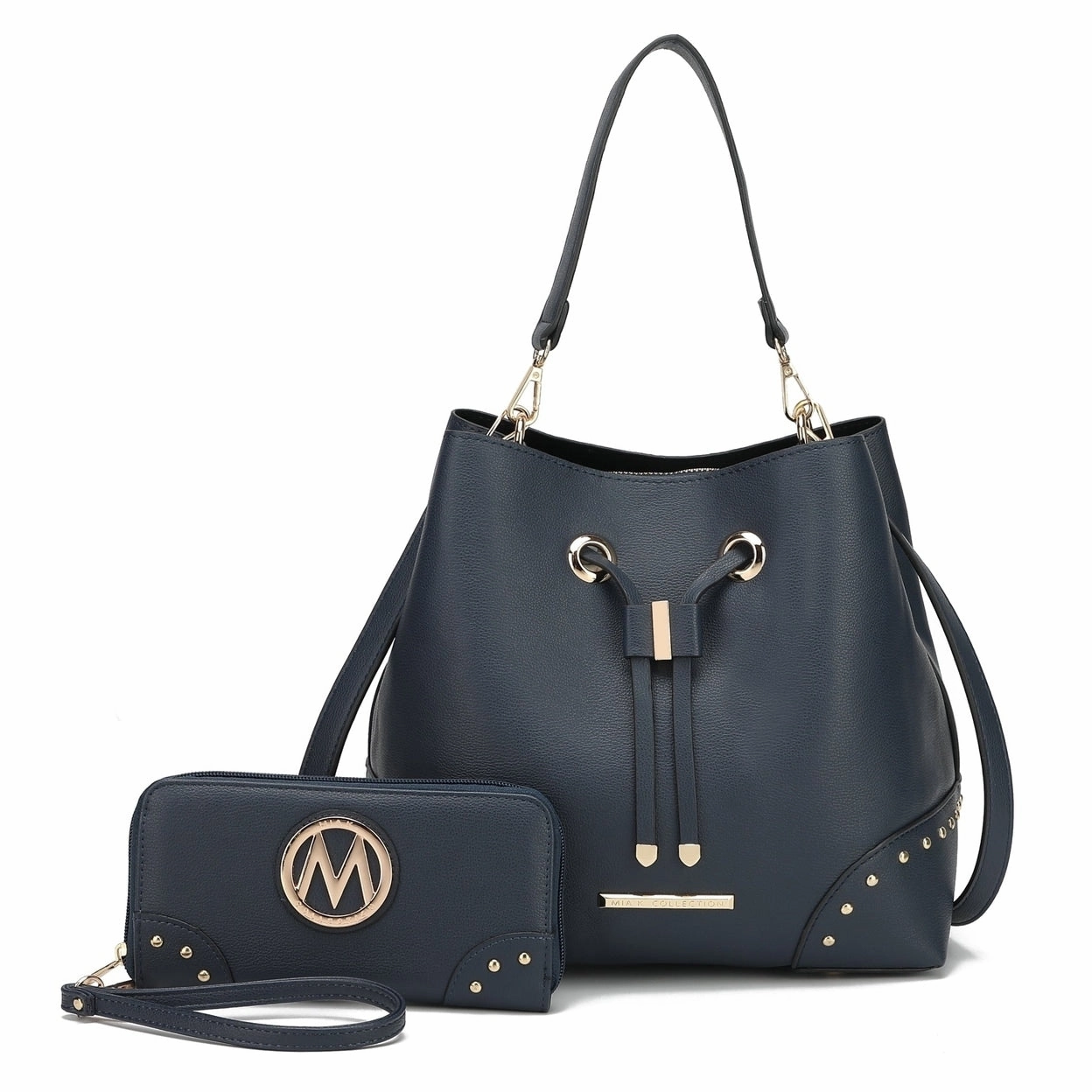 Mkfcollection Callie Bucket Bag And Wallet Set Vegan Leather Designer Handbag