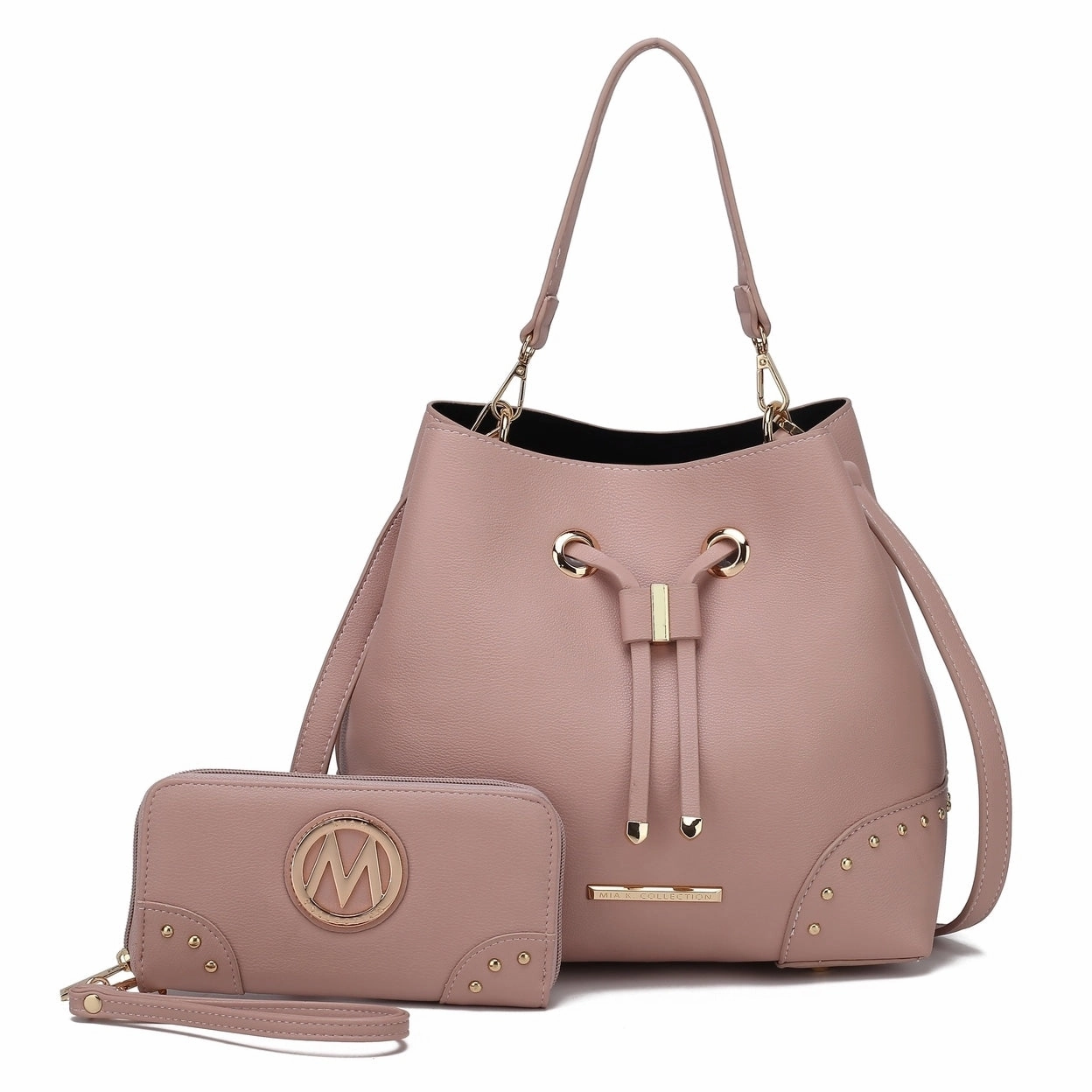Mkfcollection Callie Bucket Bag And Wallet Set Vegan Leather Designer Handbag