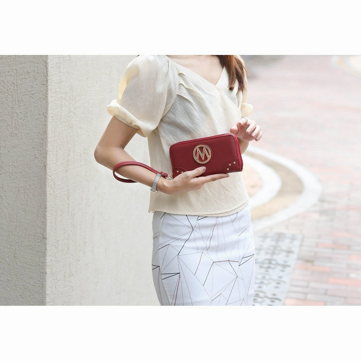 Mkfcollection Callie Bucket Bag And Wallet Set Vegan Leather Designer Handbag