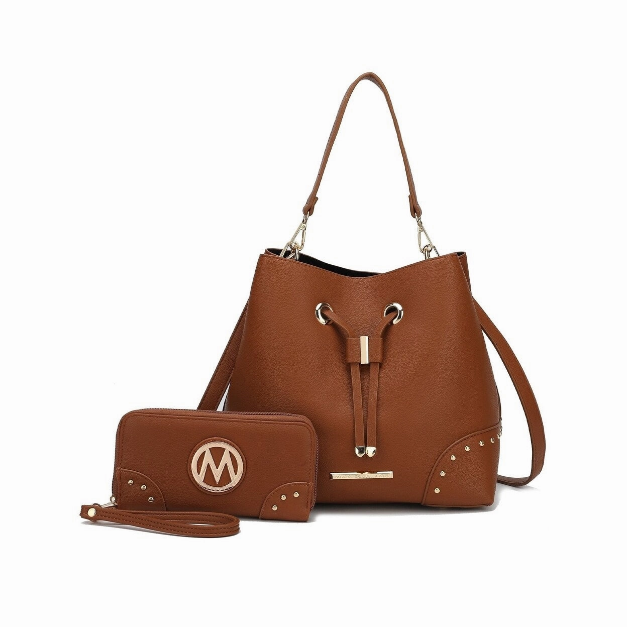 Mkfcollection Callie Bucket Bag And Wallet Set Vegan Leather Designer Handbag
