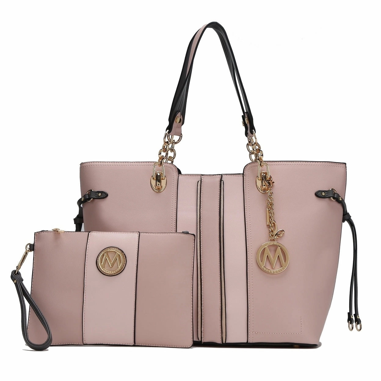 Mkfcollection Holland Tote And Wristlet Pouch Set Vegan Leather Designer