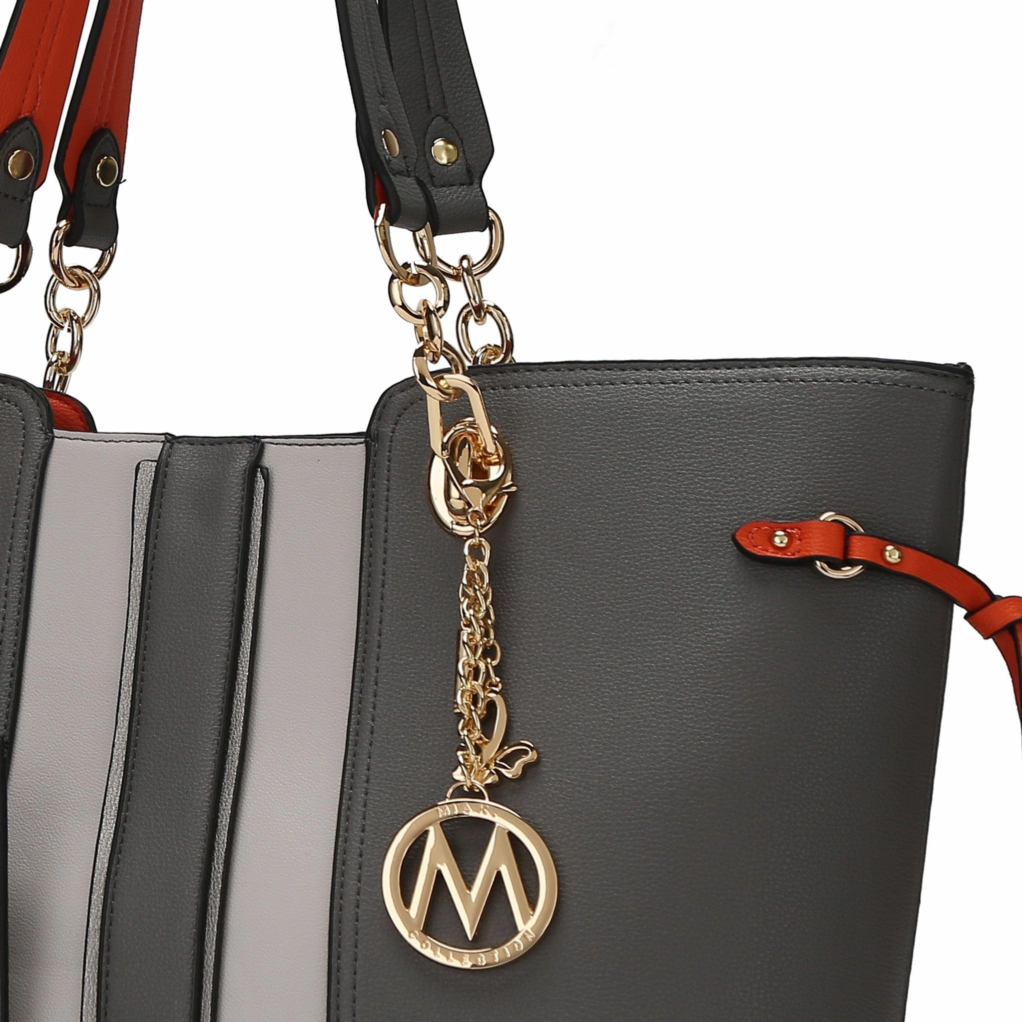 Mkfcollection Holland Tote And Wristlet Pouch Set Vegan Leather Designer