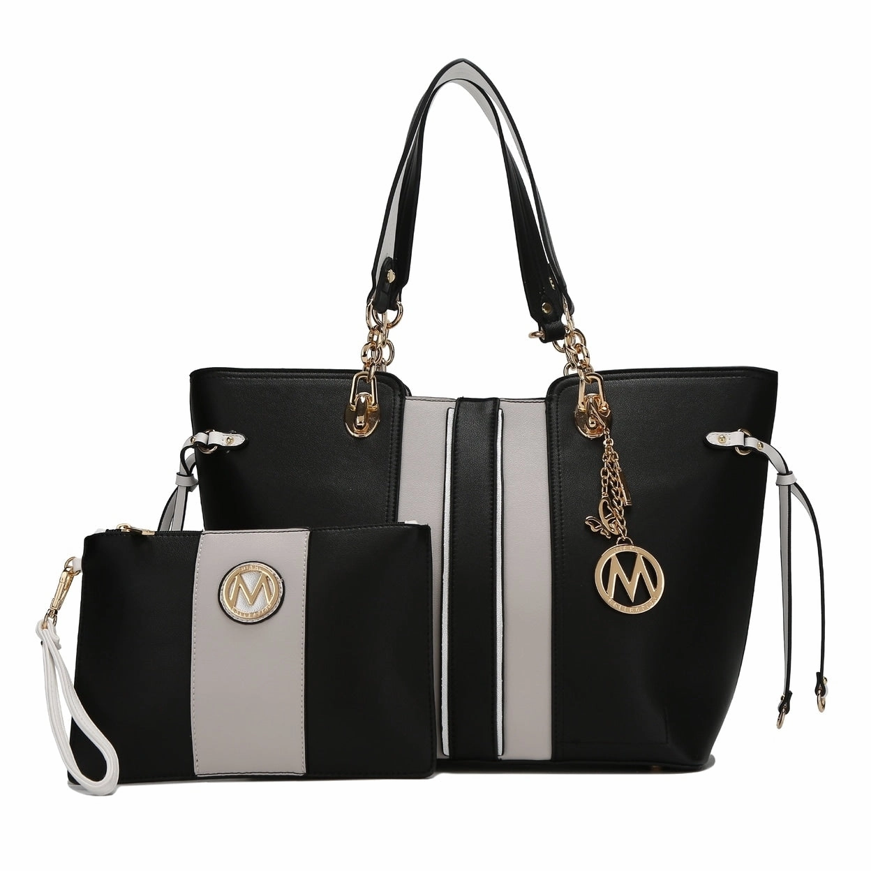 Mkfcollection Holland Tote And Wristlet Pouch Set Vegan Leather Designer