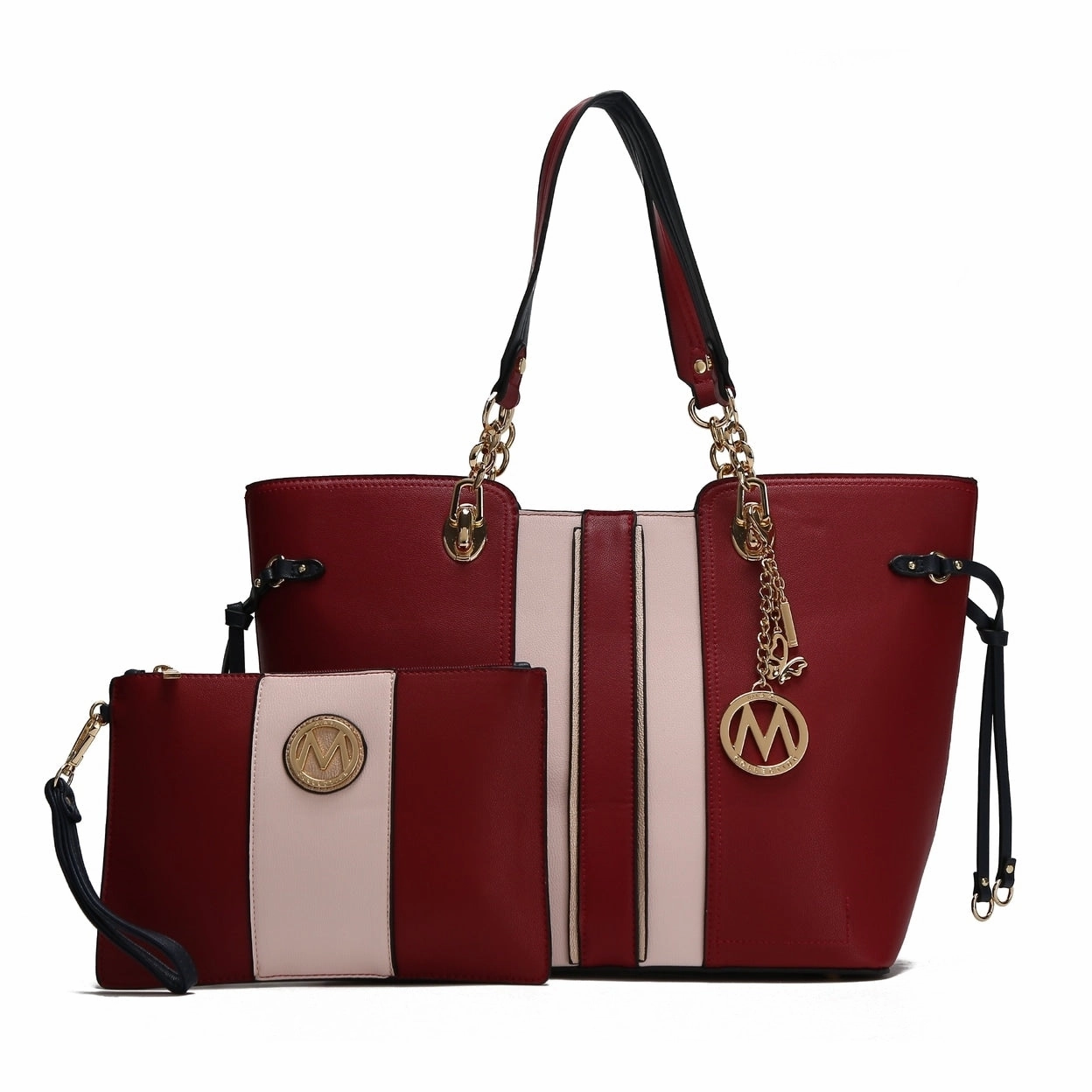 Mkfcollection Holland Tote And Wristlet Pouch Set Vegan Leather Designer