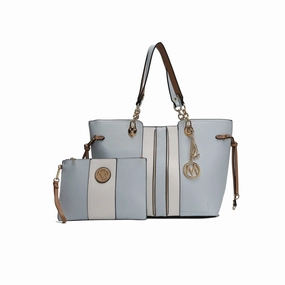 Mkfcollection Holland Tote And Wristlet Pouch Set Vegan Leather Designer