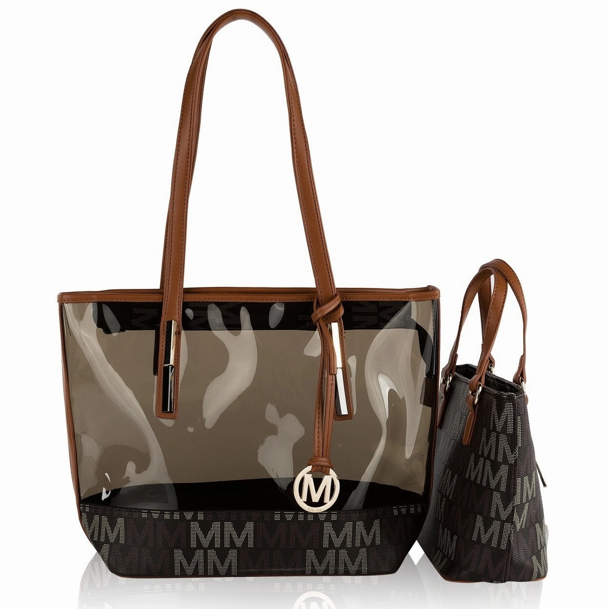 Mkfcollection Tayla Signature Tote Bag And Mini Tote Set Vegan Leather Designer