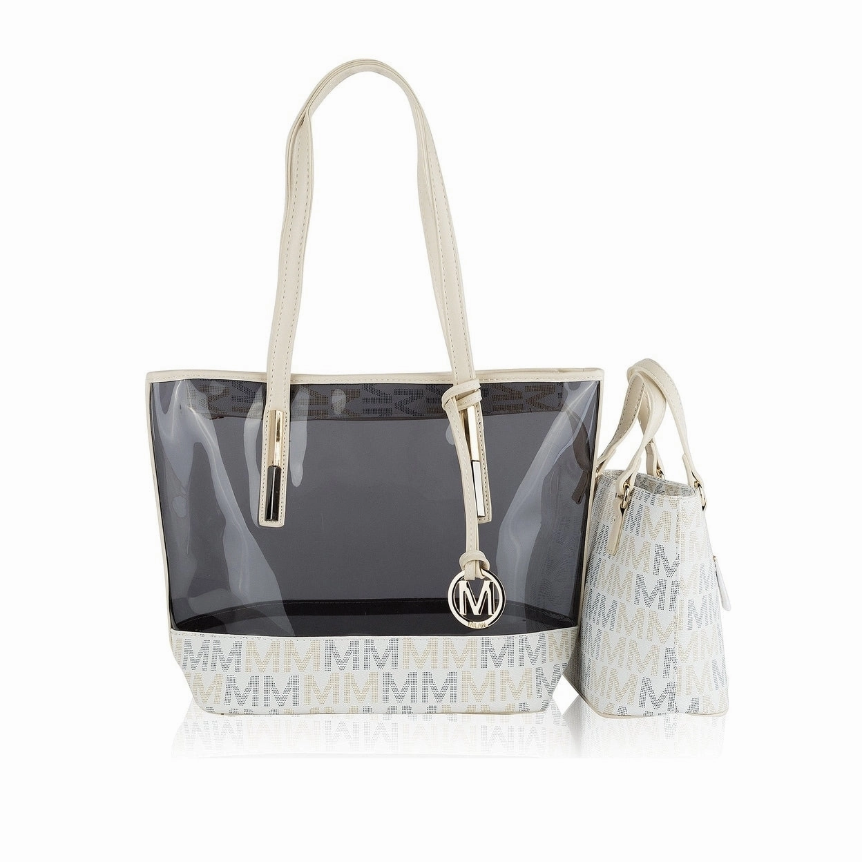Mkfcollection Tayla Signature Tote Bag And Mini Tote Set Vegan Leather Designer