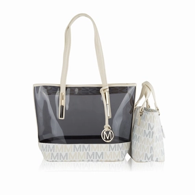 Mkfcollection Tayla Signature Tote Bag And Mini Tote Set Vegan Leather Designer