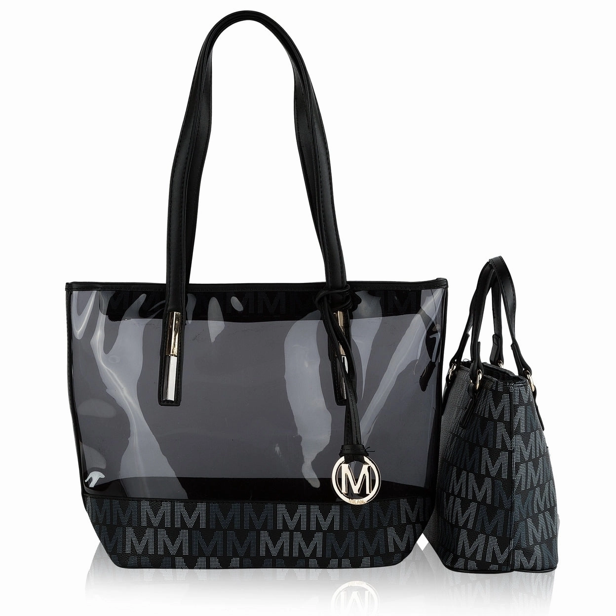 Mkfcollection Tayla Signature Tote Bag And Mini Tote Set Vegan Leather Designer