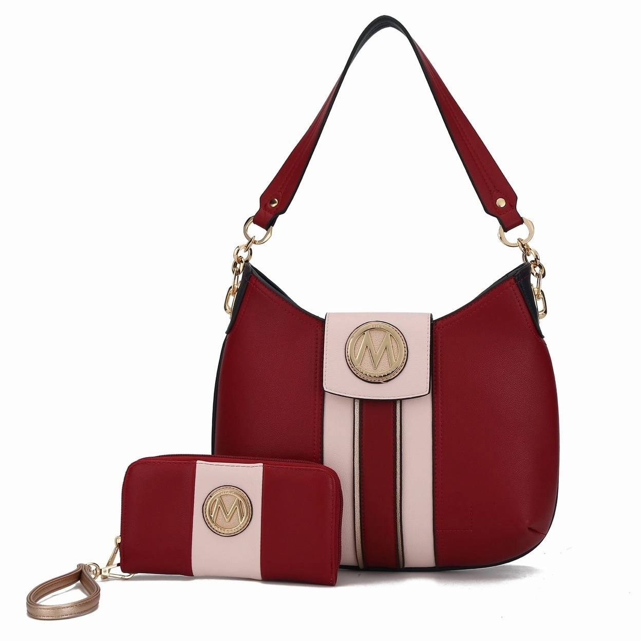 Mkfcollection Torri Hobo Bag And Wallet Set Vegan Leather Designer Handbag