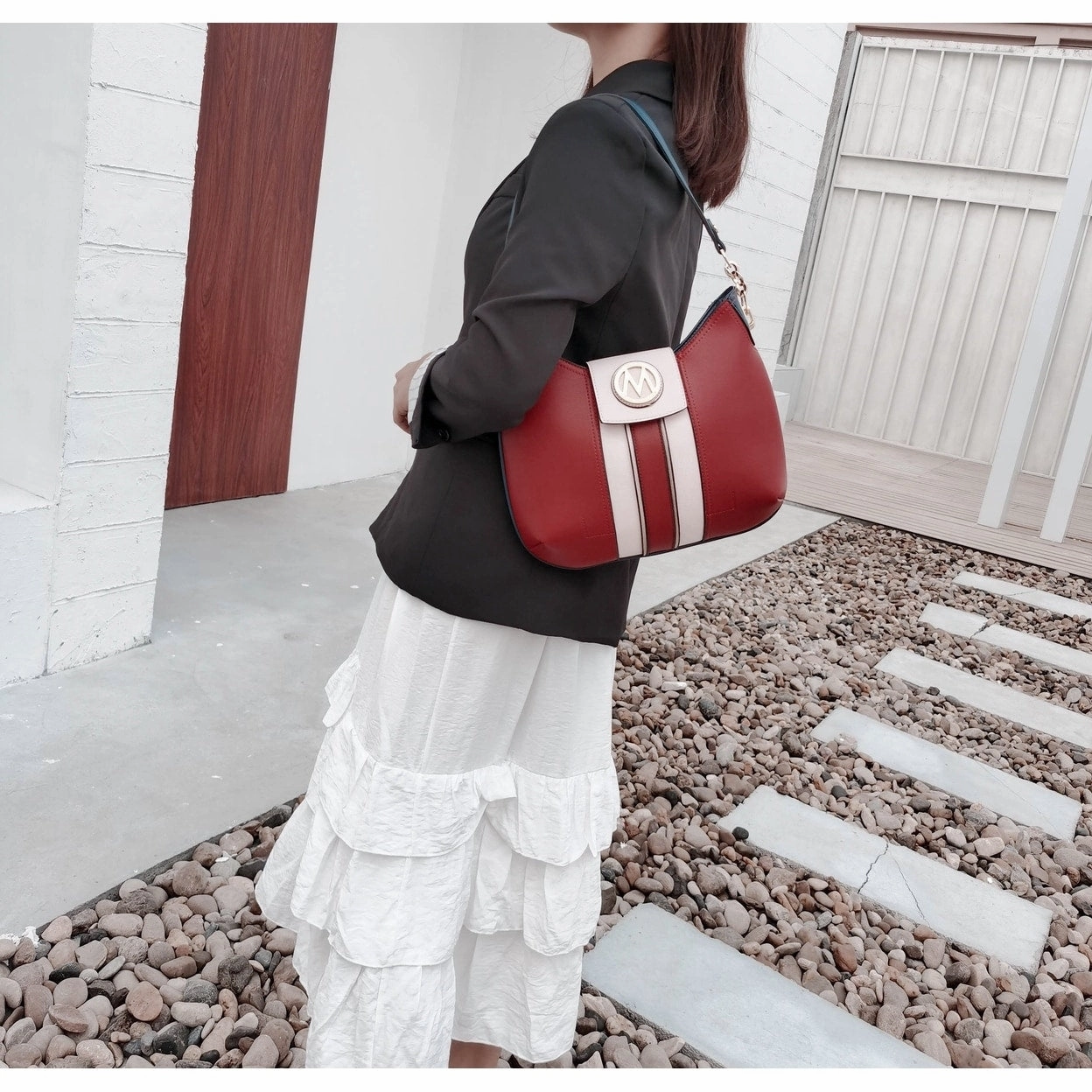 Mkfcollection Torri Hobo Bag And Wallet Set Vegan Leather Designer Handbag