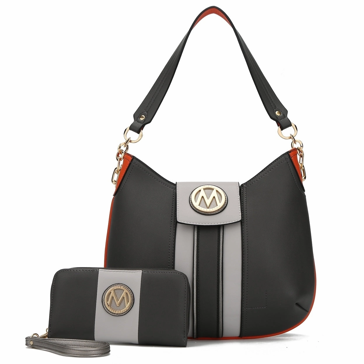 Mkfcollection Torri Hobo Bag And Wallet Set Vegan Leather Designer Handbag