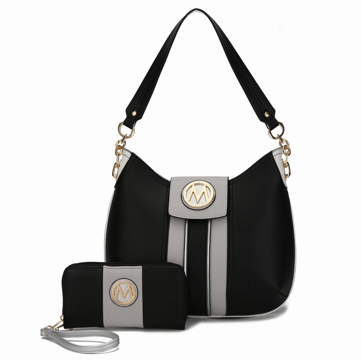 Mkfcollection Torri Hobo Bag And Wallet Set Vegan Leather Designer Handbag