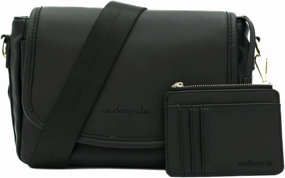 Modern Chic Crossbody Bag for Women - The Signature Crossbody Purse, Vegan Leather Sling Bag with Matching Wallet & Key Fob