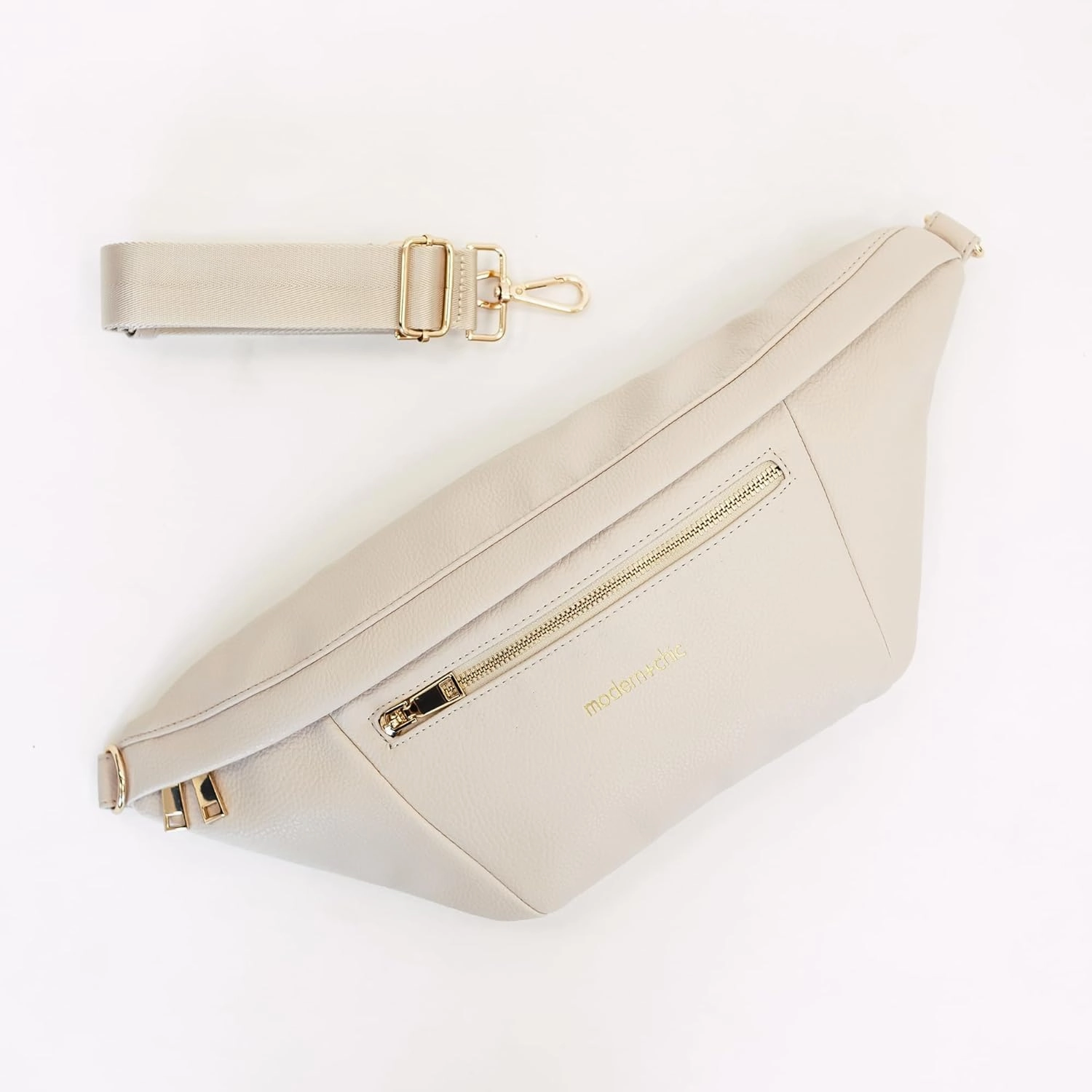 Modern Chic Sling Bags for Women - Presley Oversized Sling Bag, Vegan Leather Crossbody Bag with Strap & Multiple Pockets (Alabaster)