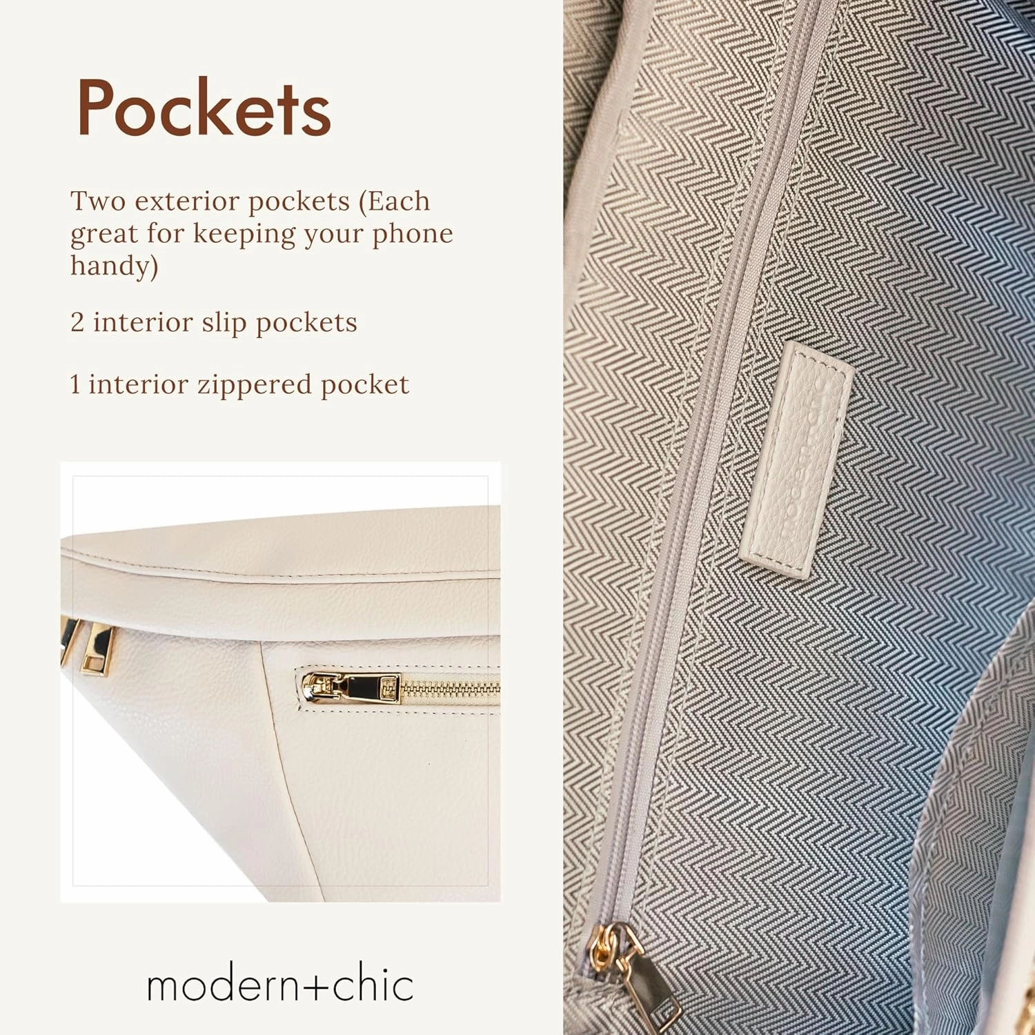 Modern Chic Sling Bags for Women - Presley Oversized Sling Bag, Vegan Leather Crossbody Bag with Strap & Multiple Pockets (Alabaster)