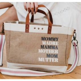 Moms For All French Market Jute Crossbody Tote In Tan