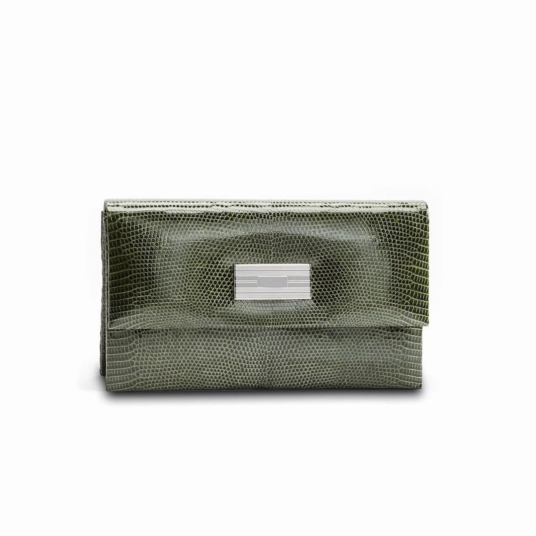Monogram Clutch, Mini - Green Exotic Lizard