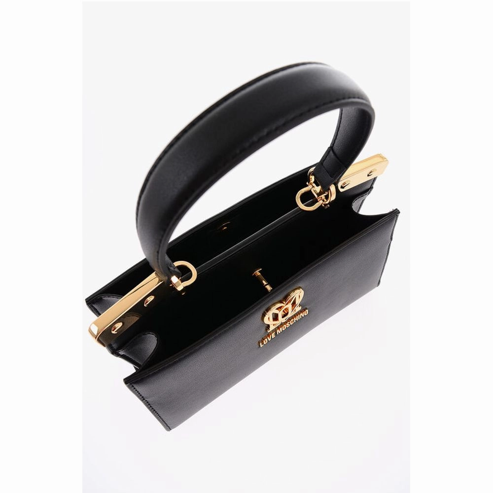 Moschino LOVE 2 Compartment Faux Leather Handle Bag with Removable Sh