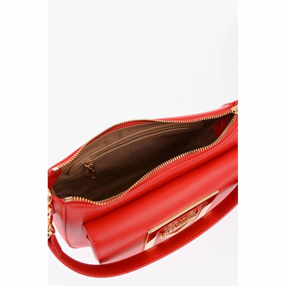 Moschino LOVE Faux Leather Bag with Removable Shoulder Strap and Meta