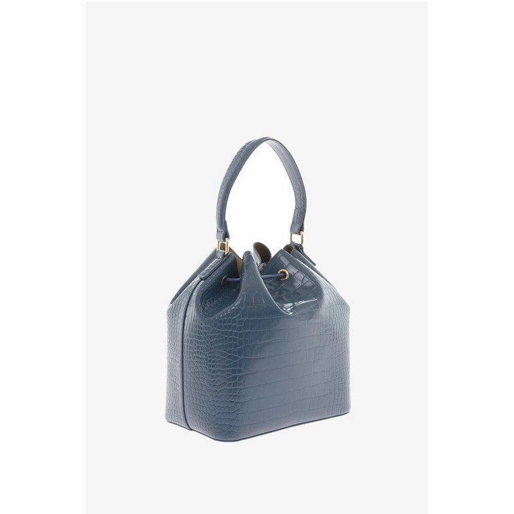 Moschino LOVE Faux Leather Crocodile Effect Bucket Bag with Embossed