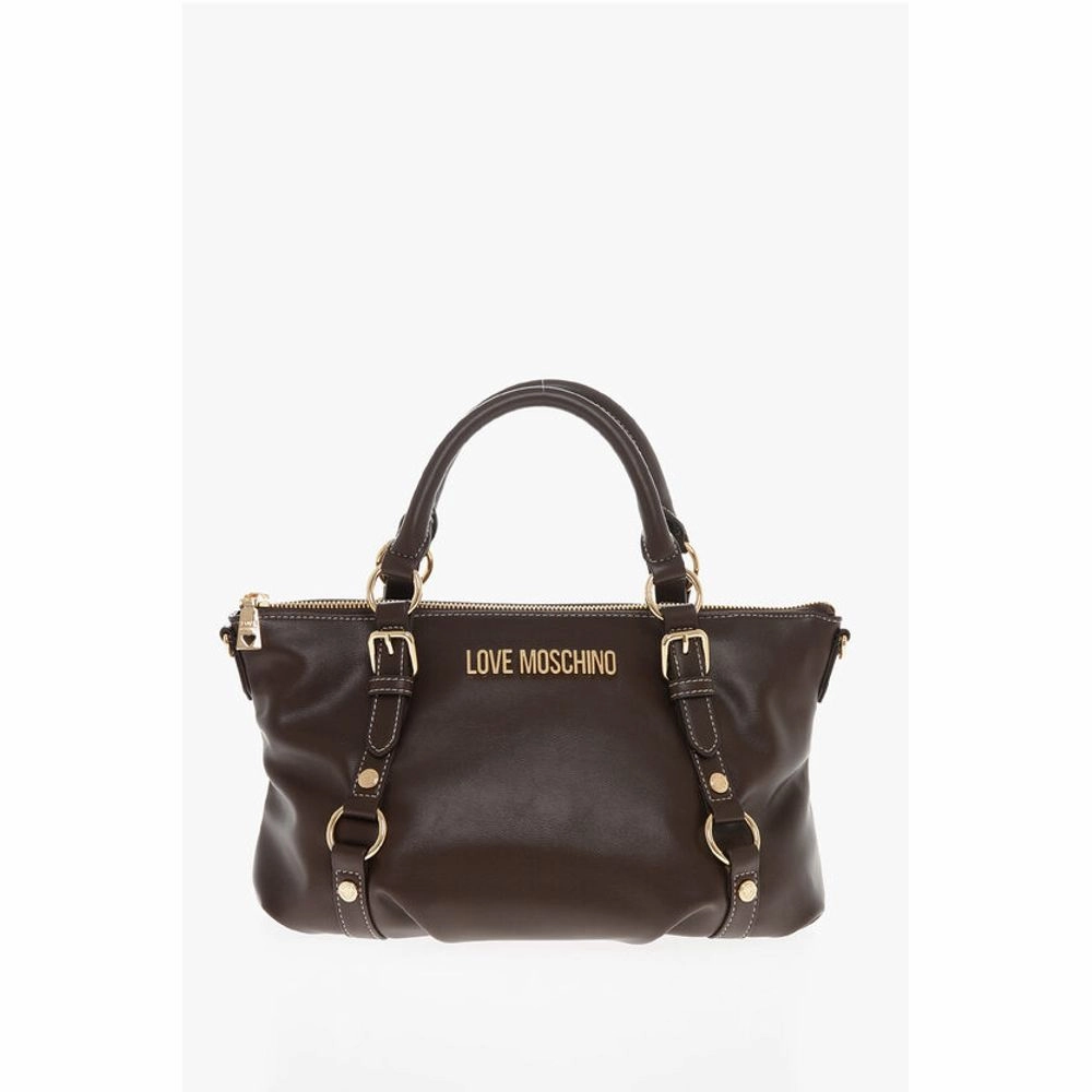 Moschino LOVE Faux Leather Hande Bag With Golden Logo