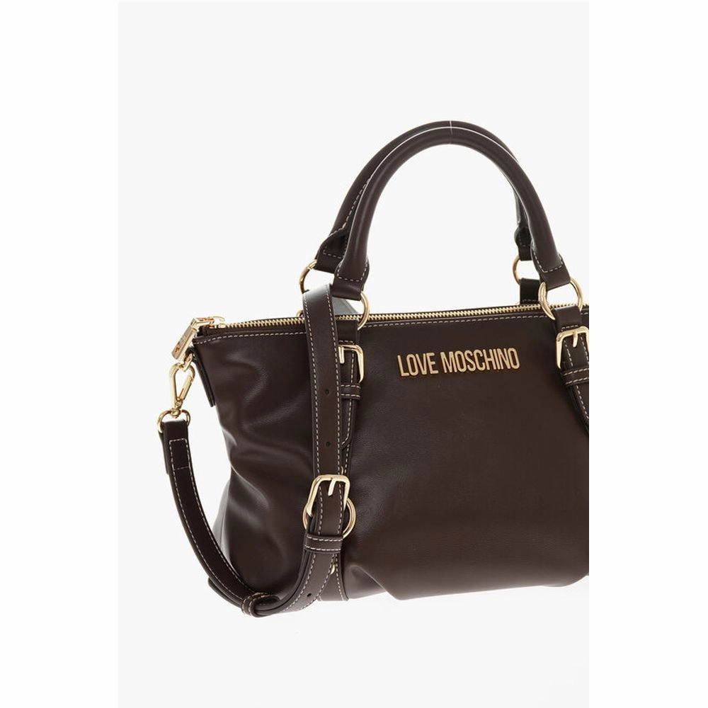 Moschino LOVE Faux Leather Hande Bag With Golden Logo
