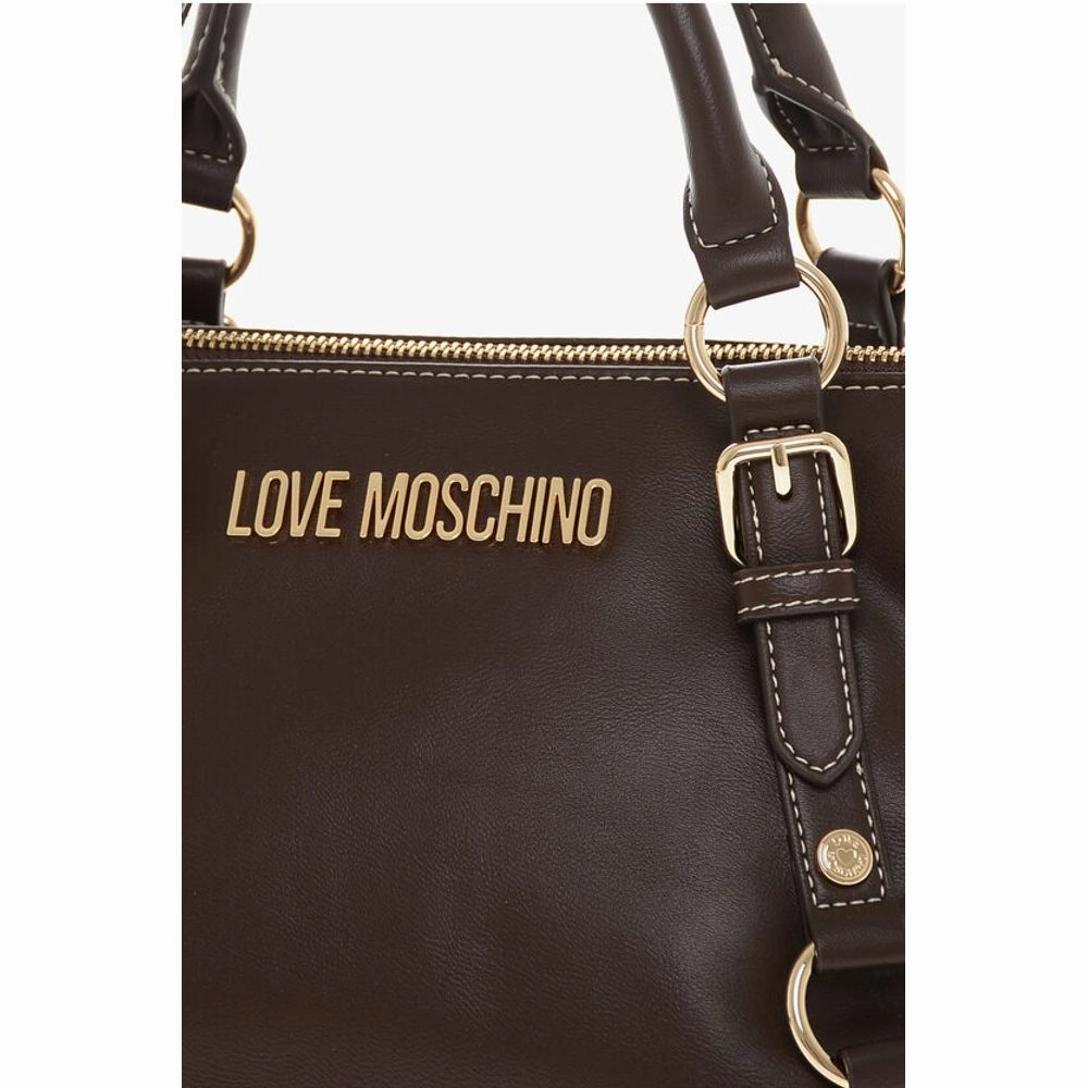 Moschino LOVE Faux Leather Hande Bag With Golden Logo