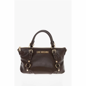 Moschino LOVE Faux Leather Hande Bag With Golden Logo