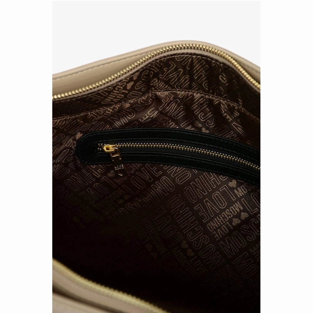 Moschino LOVE Faux Leather Maxi Front Pocket Tote Bag with Heart Women's Clam