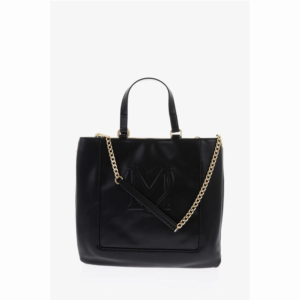 Moschino LOVE faux Leather Maxi Monogram Handle Bag with Removable Ne