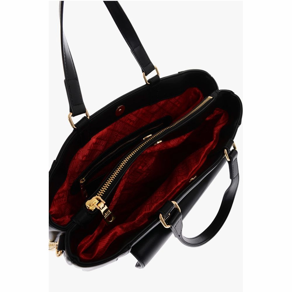 Moschino LOVE faux Leather Maxi Monogram Handle Bag with Removable Ne