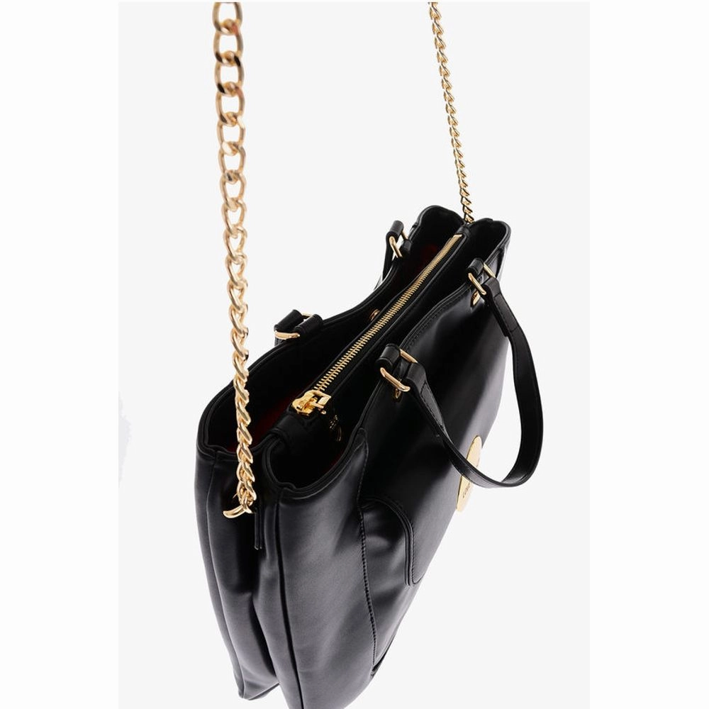 Moschino LOVE faux Leather Maxi Monogram Handle Bag with Removable Ne