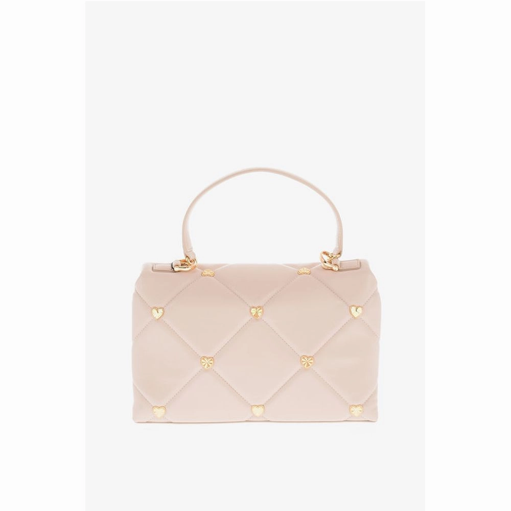 Moschino LOVE Faux Leather Quilted Bag with All-Over Hearts